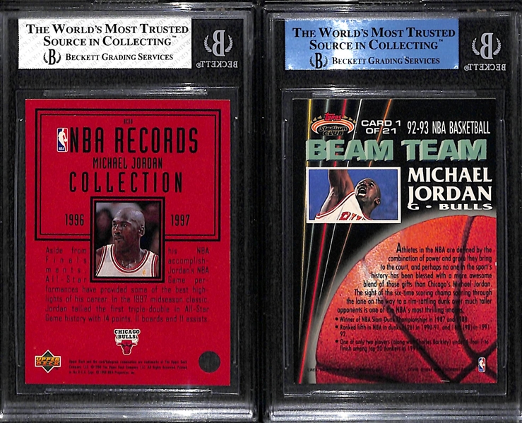 Michael Jordan Insert Lot - 1997 Upper Deck Records Collection (BGS 8) & 1992 Stadium Club Beam Team (BGS Authentic)