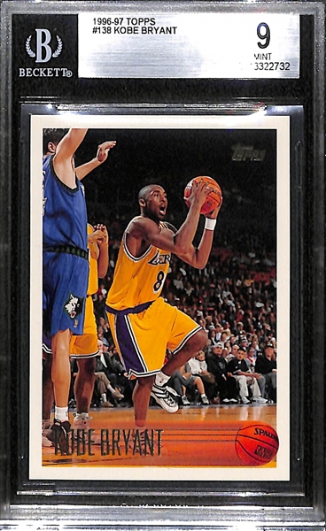 1996-97 Topps Kobe Bryant Rookie Card #138 Graded BGS 9 Mint
