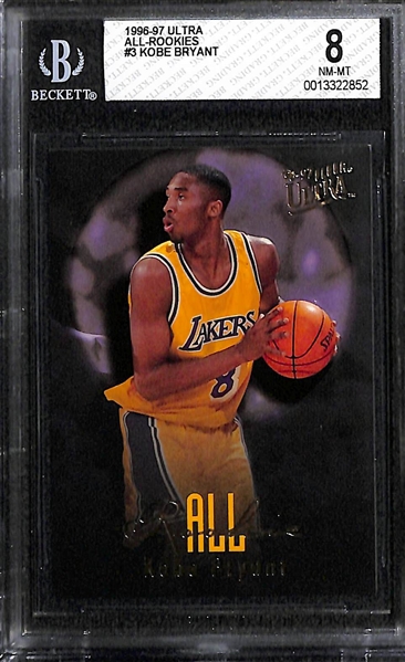 Lot of (3) 1996 Kobe Bryant BGS Graded Rookie Cards - Ultra All-Rookies, UD Exclusives, TSC Rookies