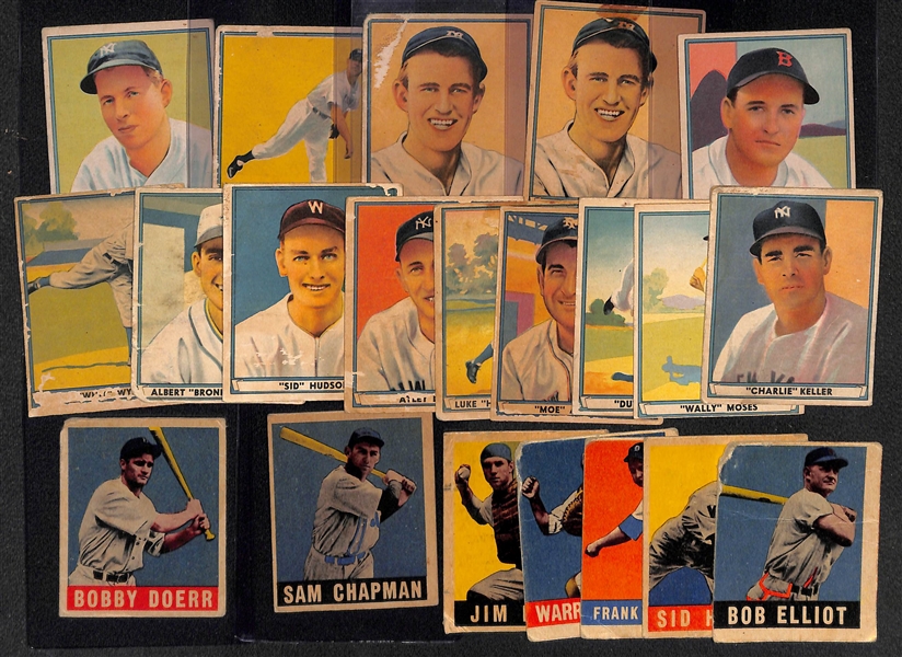 Lot of (14) 1941 Play Ball Cards & (7) 1948 Leaf Cards w. 1941 Play Ball Joe Cronin
