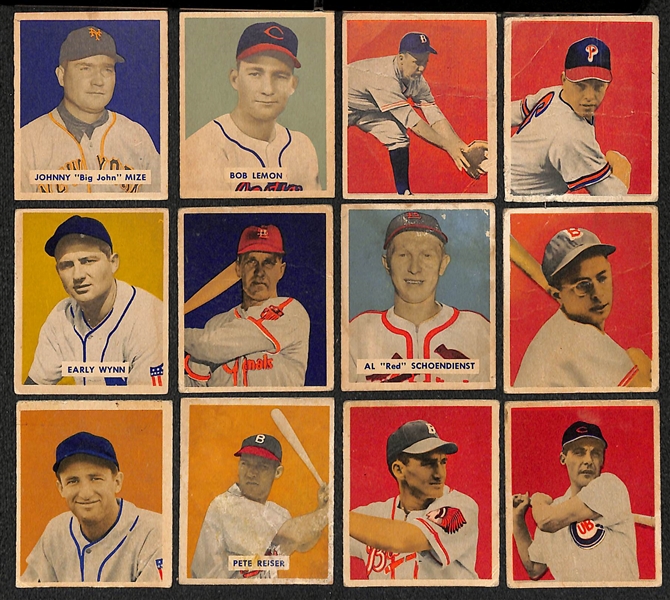 Lot of (12) 1949 Bowman Baseball Cards w. Johnny Mize
