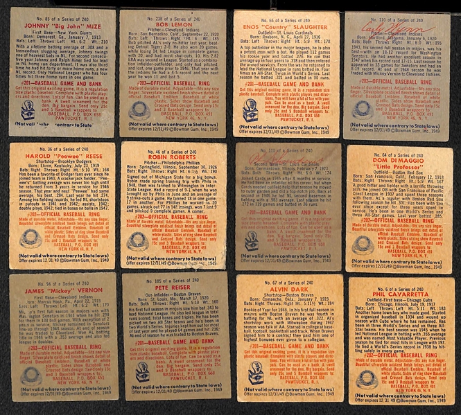 Lot of (12) 1949 Bowman Baseball Cards w. Johnny Mize