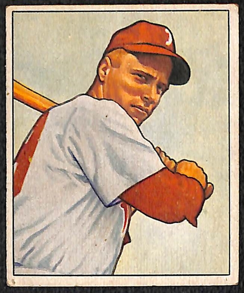 Lot of (9) 1950 Bowman and (4) 1950 Drake's Cookies Cards w. 1950 Bowman Richie Ashburn (2nd year)