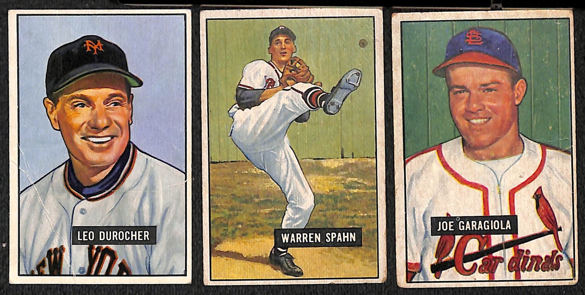 Lot of (9) 1951 Bowman Baseball Cards & (15) 1951 Berks Ross Cards w. 1951 Bowman Leo Durocher
