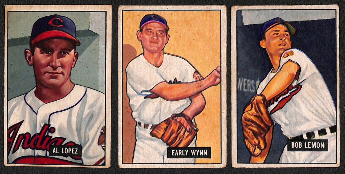 Lot of (9) 1951 Bowman Baseball Cards & (15) 1951 Berks Ross Cards w. 1951 Bowman Leo Durocher