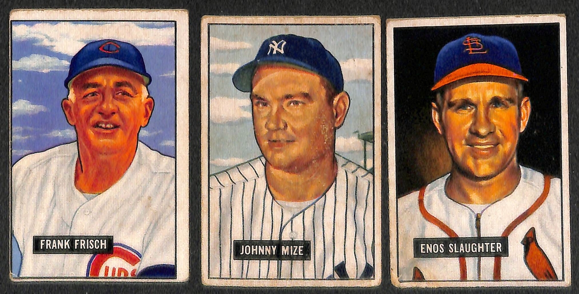 Lot of (9) 1951 Bowman Baseball Cards & (15) 1951 Berks Ross Cards w. 1951 Bowman Leo Durocher