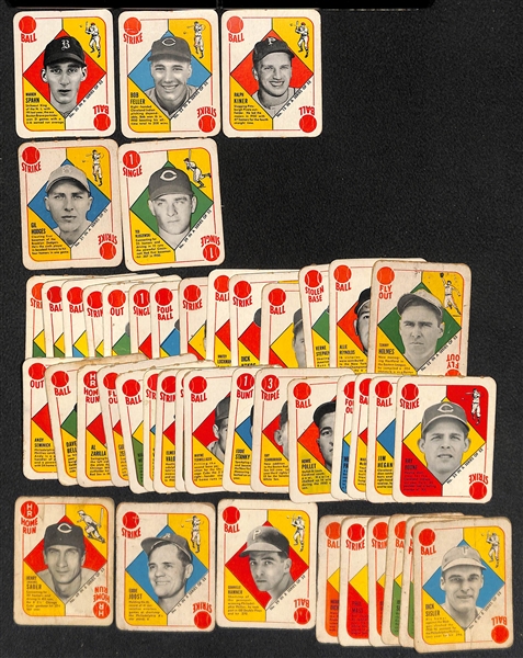  Lot of (35) 1951 Topps Red Backs & (9) 1951 Topps Blue Backs w. 1951 Warren Spahn Red Back 
