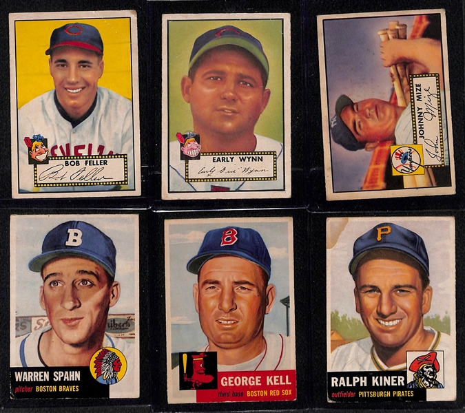  Lot of (7) 1952 Topps & (10) 1953 Topps Baseball Cards w. 1952 Bob Feller