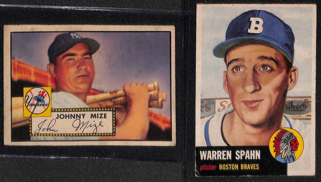  Lot of (7) 1952 Topps & (10) 1953 Topps Baseball Cards w. 1952 Bob Feller