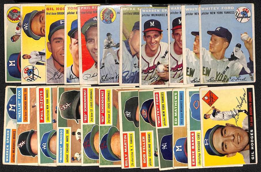 Lot of (23) 1954-1956 Topps Baseball Cards w. (2) 1954 Whitey Ford Cards