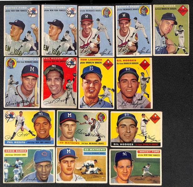  Lot of (23) 1954-1956 Topps Baseball Cards w. (2) 1954 Whitey Ford Cards