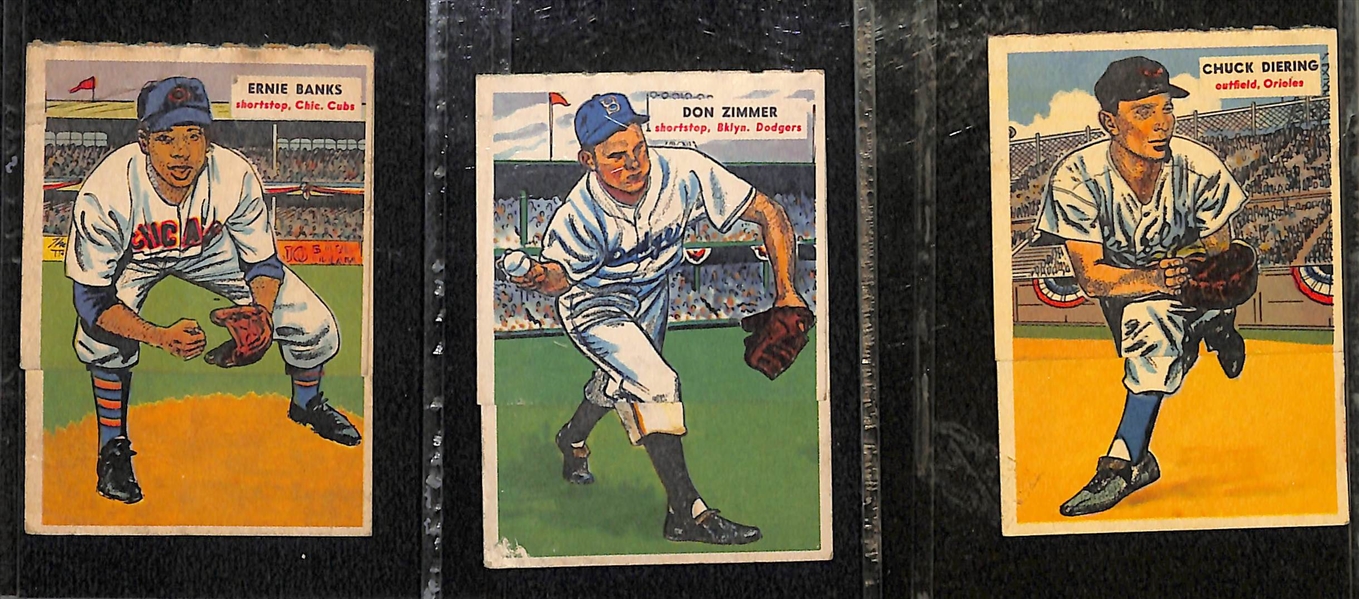 Lot of (6) 1955 Topps Double Headers & (6) 1952 Wheaties Cards w. 1955 Topps Double Header Ernie Banks