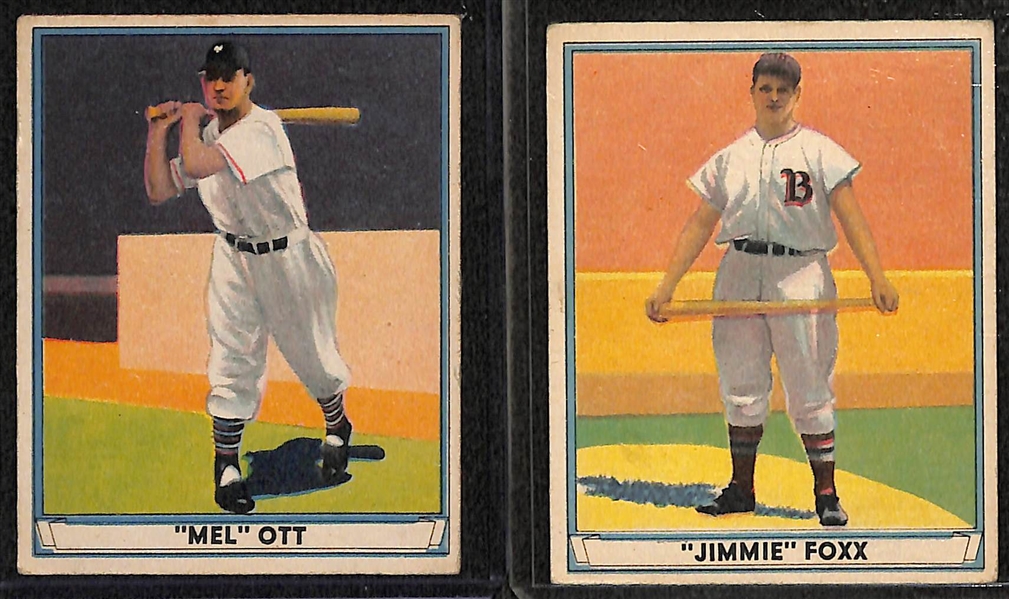  Lot of (6) 1941 Playball Cards w. Ott, Foxx, Cronin, & Greenberg