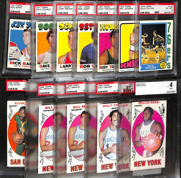 Lot of (12) 1969-74 Topps Basketball Graded Cards w. Rick Barry, Elvin Hayes and Many More