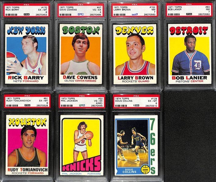 Lot of (12) 1969-74 Topps Basketball Graded Cards w. Rick Barry, Elvin Hayes and Many More