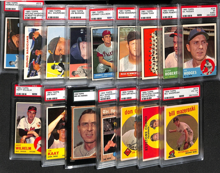 Lot of (16) Late 50s to Early 60s Graded Topps Baseball Cards w. Killebrew, Kaat, Spahn