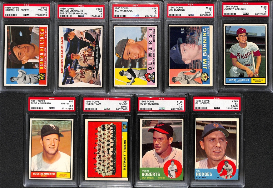 Lot of (16) Late 50s to Early 60s Graded Topps Baseball Cards w. Killebrew, Kaat, Spahn
