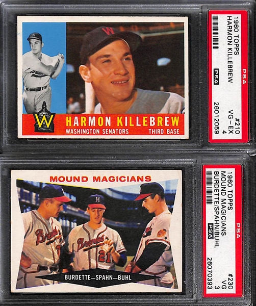 Lot of (16) Late 50s to Early 60s Graded Topps Baseball Cards w. Killebrew, Kaat, Spahn