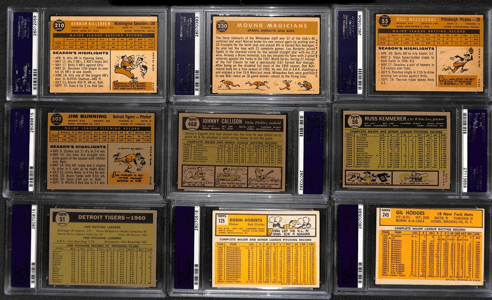 Lot of (16) Late 50s to Early 60s Graded Topps Baseball Cards w. Killebrew, Kaat, Spahn