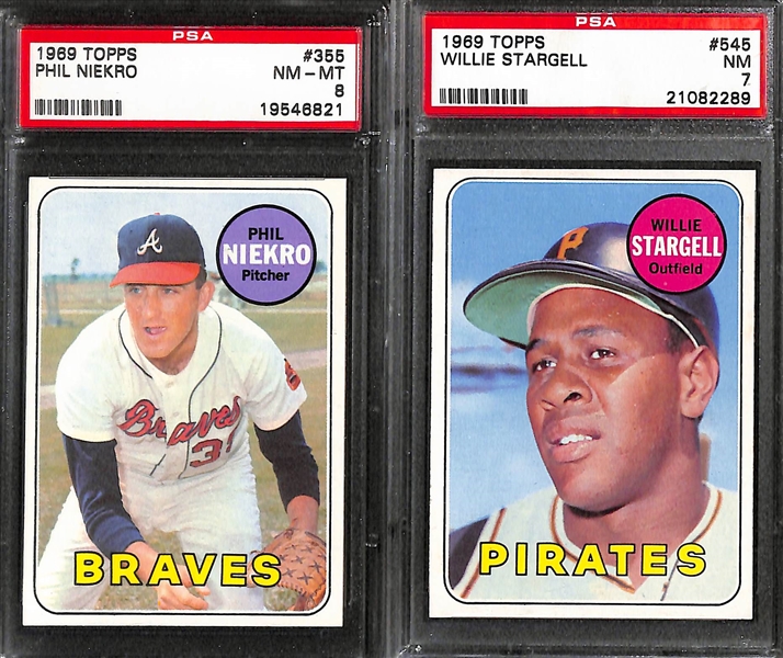 Lot of (9) Graded 1969 Topps Baseball Stars w. Stargell, Cepeda, Drysdale, McCovey and More