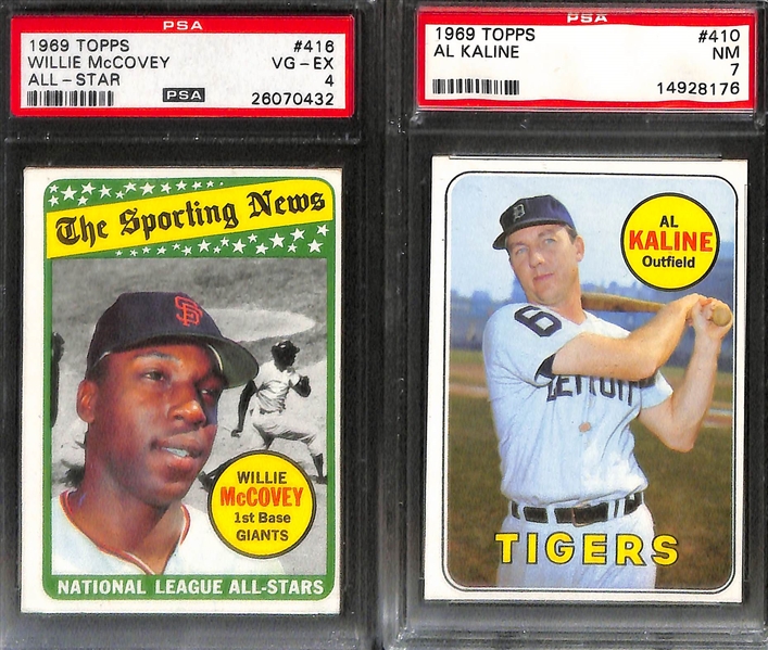 Lot of (9) Graded 1969 Topps Baseball Stars w. Stargell, Cepeda, Drysdale, McCovey and More