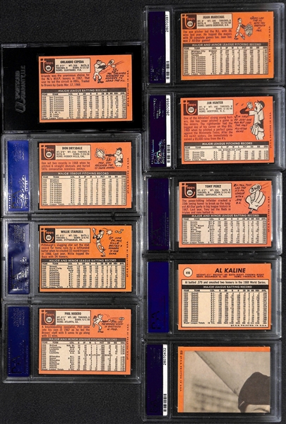 Lot of (9) Graded 1969 Topps Baseball Stars w. Stargell, Cepeda, Drysdale, McCovey and More