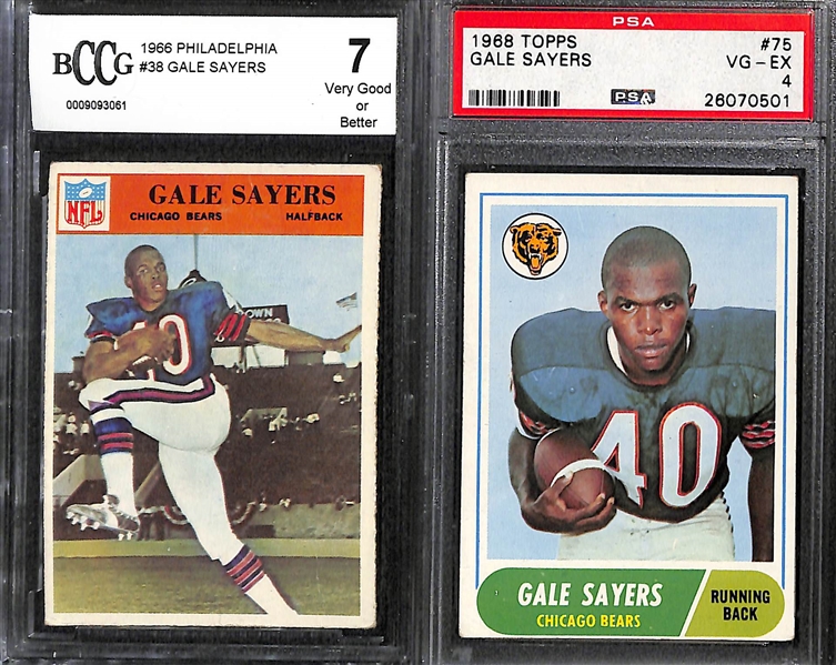 Lot of (8) Vintage 1960s-1970s Graded Chicago Bears Football Stars w. Payton, Sayers Rookie, Ditka, Butkus