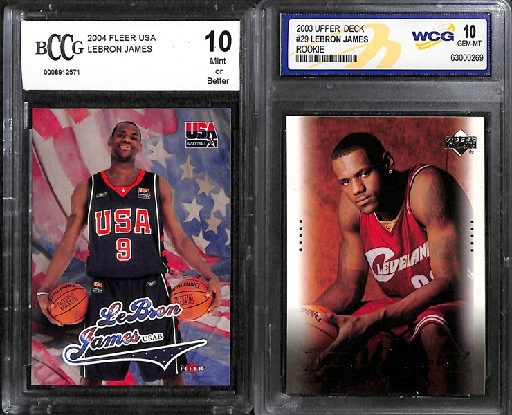 Huge Lot of (18) Lebron James Slabbed Mostly Rookies w. 2003-04 Upper Deck Phenomenal Beginning w. GU Jersey