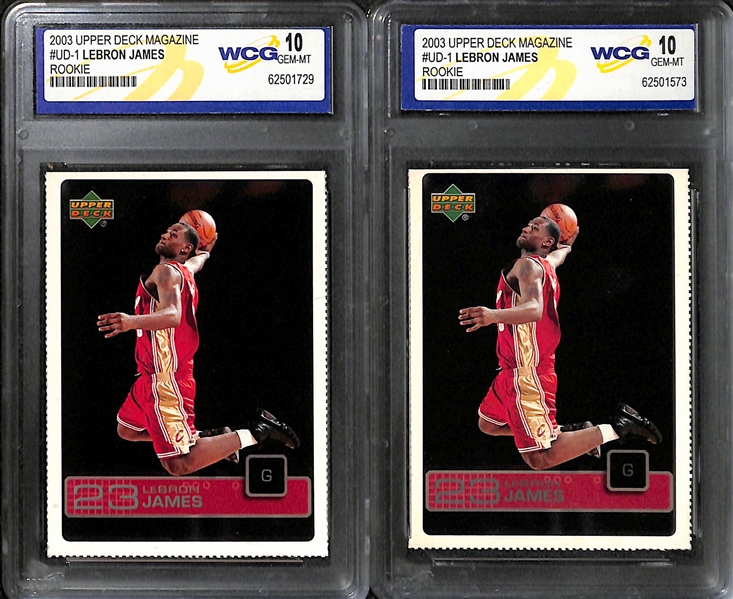 Huge Lot of (18) Lebron James Slabbed Mostly Rookies w. 2003-04 Upper Deck Phenomenal Beginning w. GU Jersey