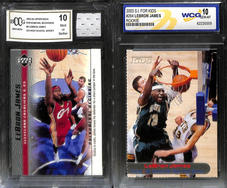Huge Lot of (18) Lebron James Slabbed Mostly Rookies w. 2003-04 Upper Deck Phenomenal Beginning w. GU Jersey