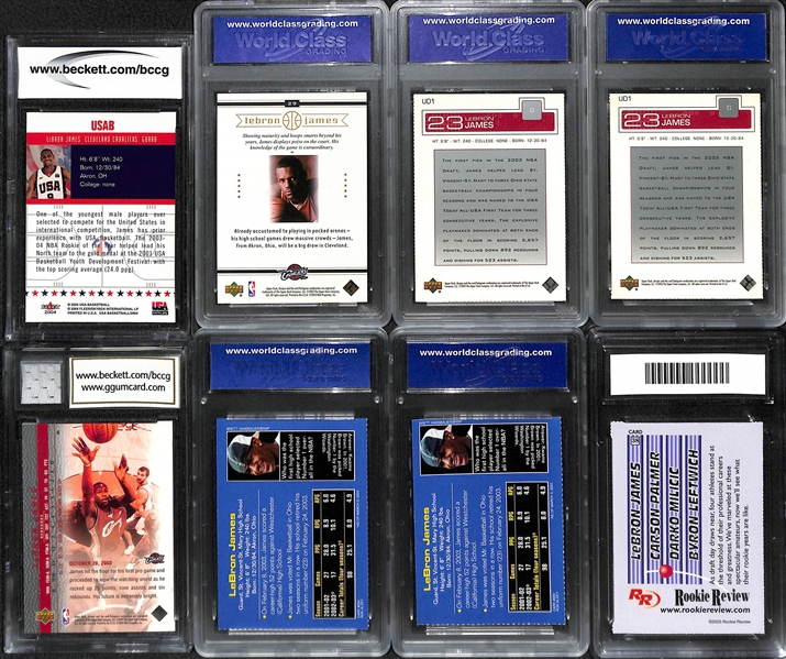 Huge Lot of (18) Lebron James Slabbed Mostly Rookies w. 2003-04 Upper Deck Phenomenal Beginning w. GU Jersey