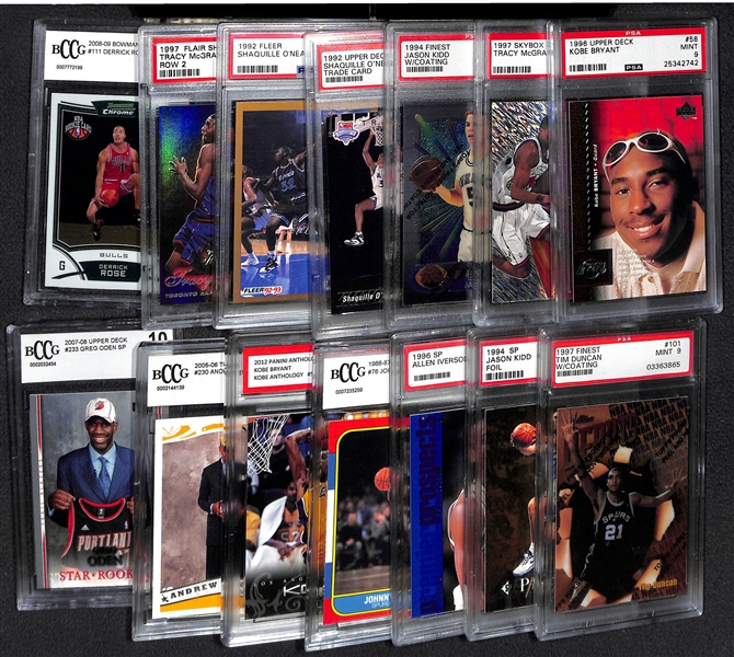 Lot of (14) Graded Basketball Rookie w. Kobe Bryant, O'Neal, Kidd, McGrady, Duncan