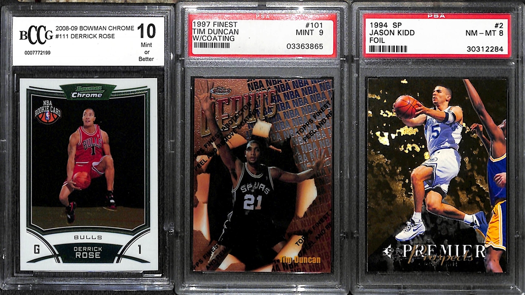 Lot of (14) Graded Basketball Rookie w. Kobe Bryant, O'Neal, Kidd, McGrady, Duncan