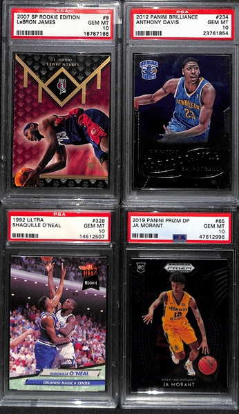 Lot of (4) Basketball Stars All Graded PSA 10 w. LeBron James, Anthony Davis, Shaq, and Morant