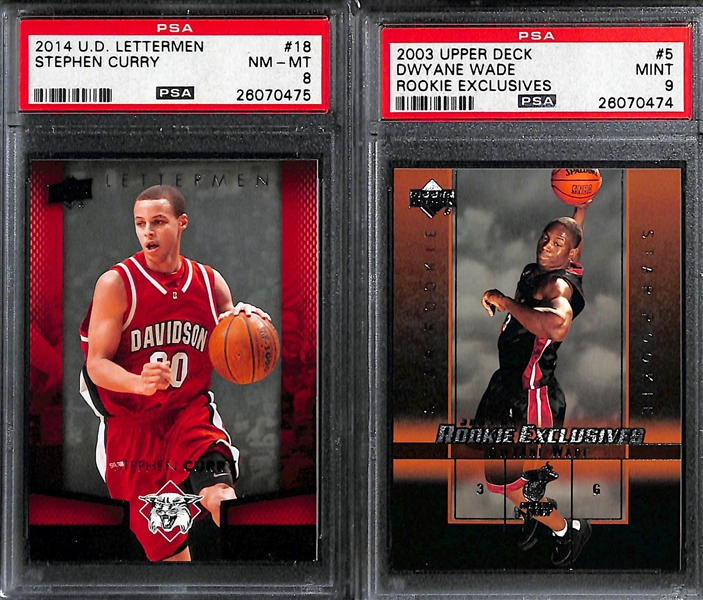 Lot of (9) PSA Graded Basketball Mostly Rookies w. Curry, Wade, Westbrook, Morant, Young, L. Ball