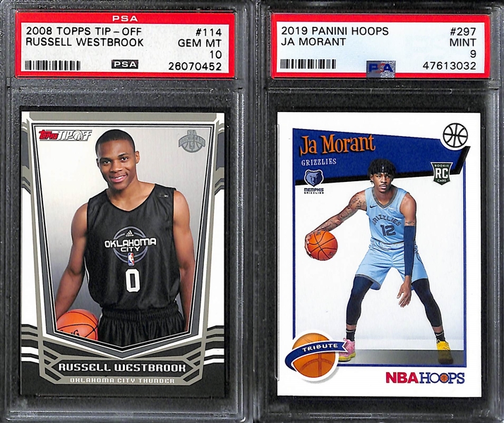 Lot of (9) PSA Graded Basketball Mostly Rookies w. Curry, Wade, Westbrook, Morant, Young, L. Ball