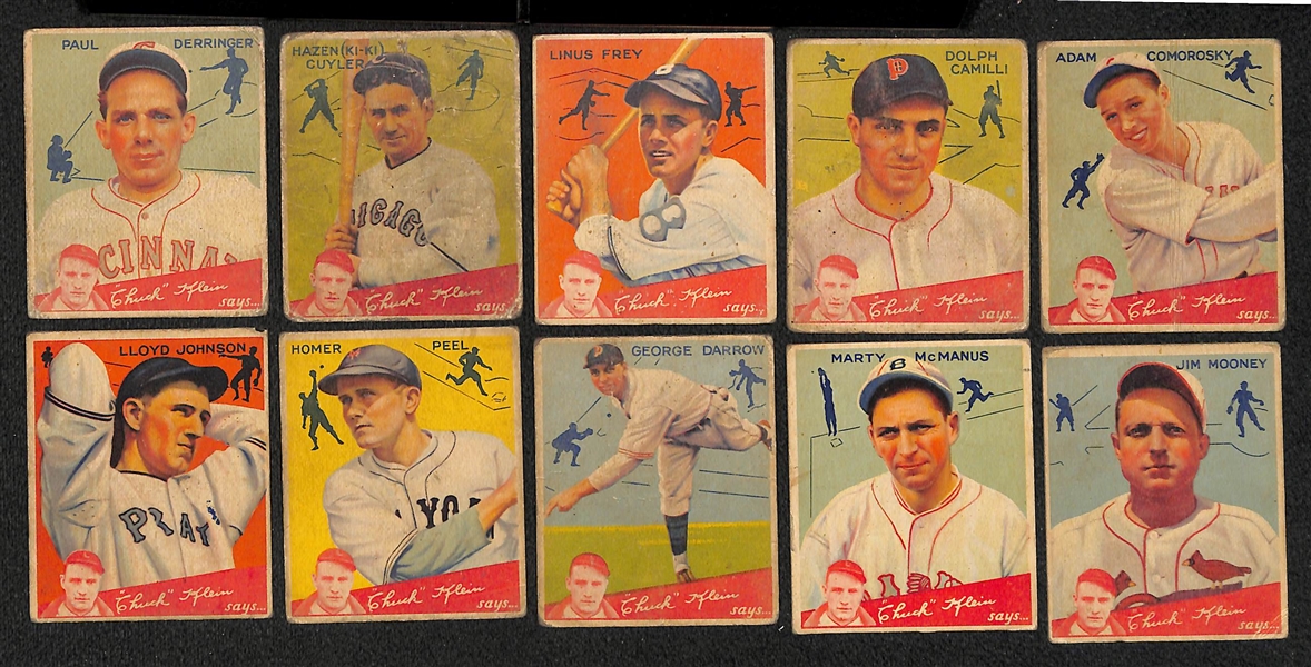 Lot of (18) Baseball Cards from 1933-1939 w. 1933 Sport Kings Carl Hubbell