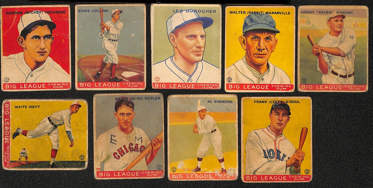  Lot of (29) 1933 Goudey Baseball Cards w. Mickey Cochrane