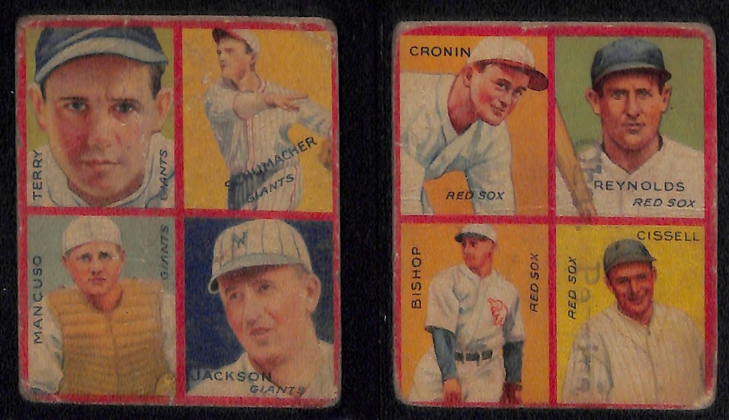 Lot of (14) 1934 4-in-1 (R321) Goudey Baseball Cards w. Paul & Lloyd Waner Card