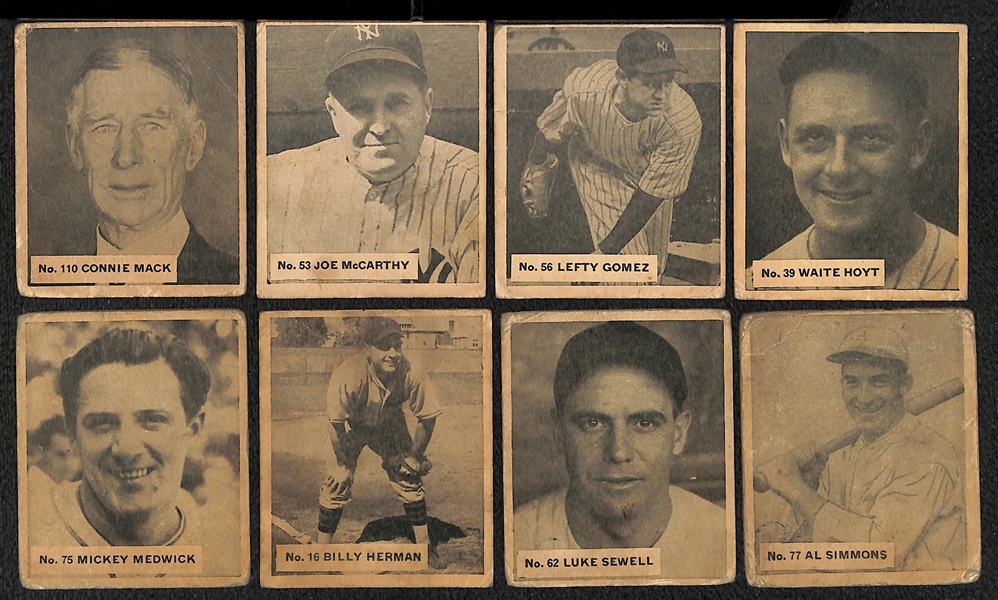Lot of (8) HOF 1936 Canadian Goudey (V355) Cards w. Connie Mack