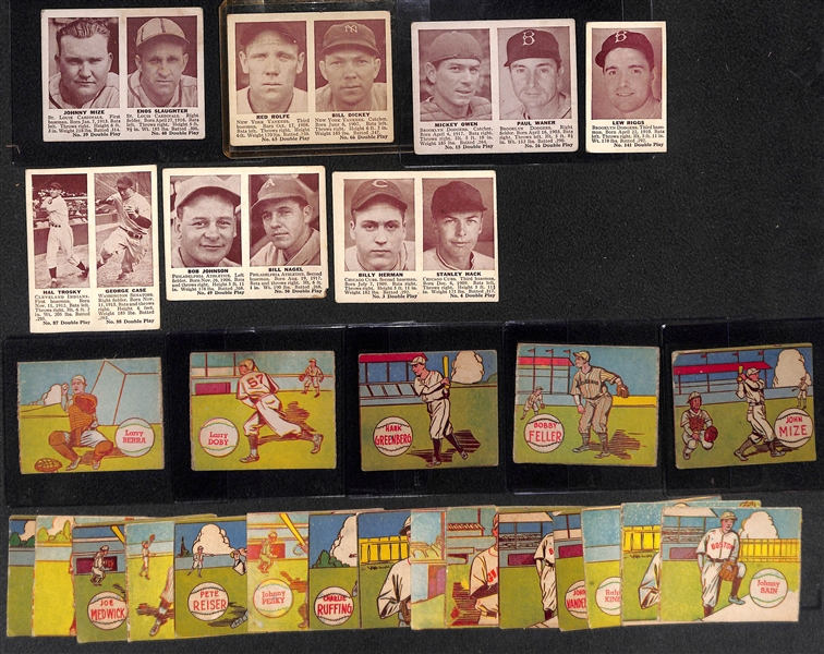 Lot of (6) 1941 Double Play Cards & (20) 1949 R302-2 MP & Co Strip Cards w. Yogi Berra
