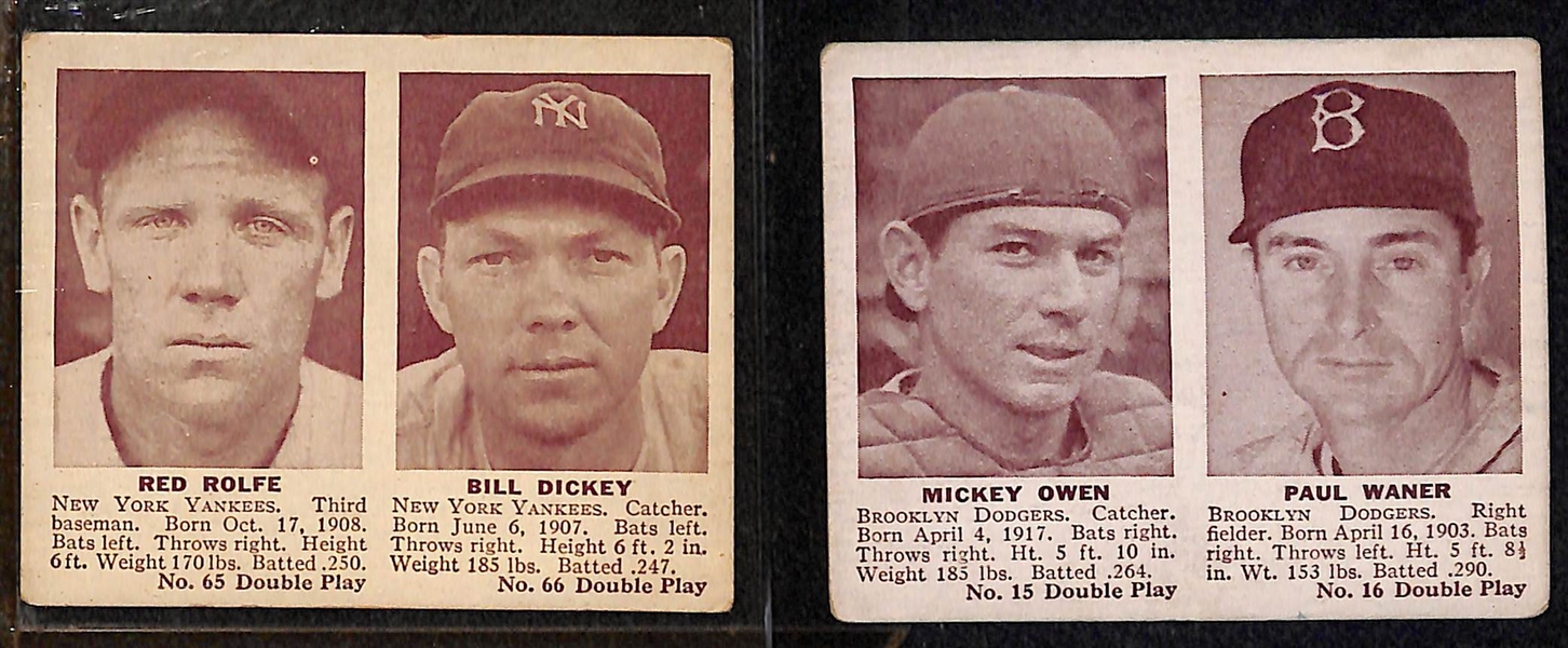 Lot of (6) 1941 Double Play Cards & (20) 1949 R302-2 MP & Co Strip Cards w. Yogi Berra