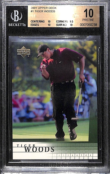 2001 Upper Deck Tiger Woods # 1 Graded BGS 10 Pristine