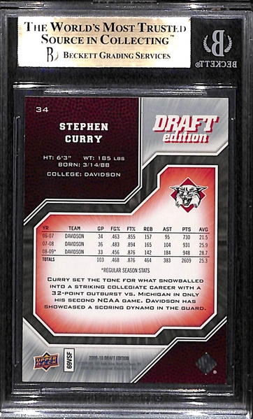 2009-10 UD Draft Edition #34 Stephen Curry Short Print Rookie Graded BGS 9.5 Gem Mint