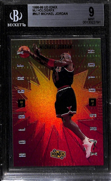 Lot of (2) 1998-99 UD Ionix Michael Jordan MJ Hologrfx Insert Cards (#MJ7, #MJ8)- Both Graded BGS 9