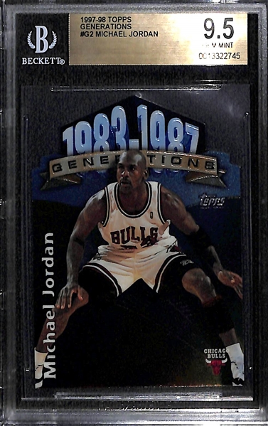 (2) Michael Jordan Graded Inserts - 1997 Topps Generations BGS 9.5 & 1998 SPX Finite FE (#ed/1770) BGS 8.5 
