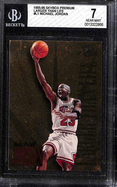 (3) Michael Jordan Graded Inserts - 1993 Ultra Power in the Key BGS 8, 1995 Larger Than Life BGS 7, & 1995 Maximum Metal BGS 8 