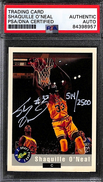 (4) Signed Basketball Cards - 1992 Shaquille O'Neal Rookie, 1978 Topps Dr. J., & Abdul-Jabbar, 1995 A. Hardaway (All PSA Slabbed)