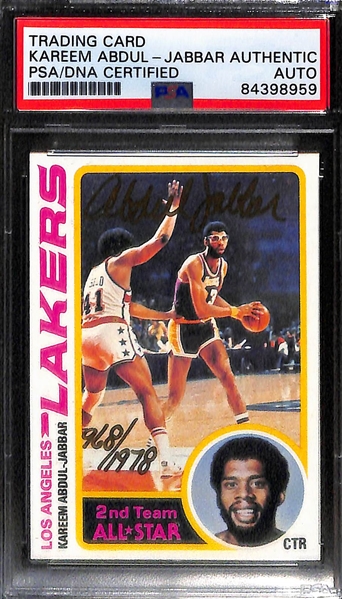 (4) Signed Basketball Cards - 1992 Shaquille O'Neal Rookie, 1978 Topps Dr. J., & Abdul-Jabbar, 1995 A. Hardaway (All PSA Slabbed)