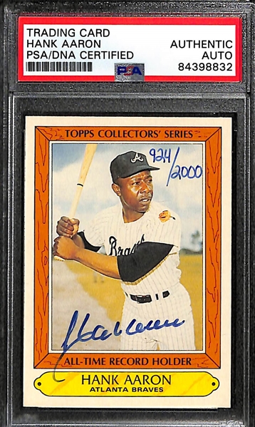 Hank Aaron & Willie Mays Signed Baseball Cards (Both PSA Slabbed Authentic)